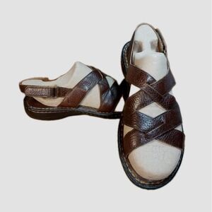 B.O.C Born Summer Sandals Slingback Brown Leather Women's 10M Josette Beach Wear